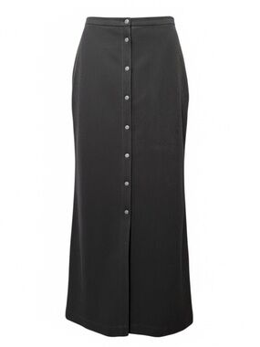 Lennie for NY Faux Suede Button Front Maxi Skirt Black Size 12